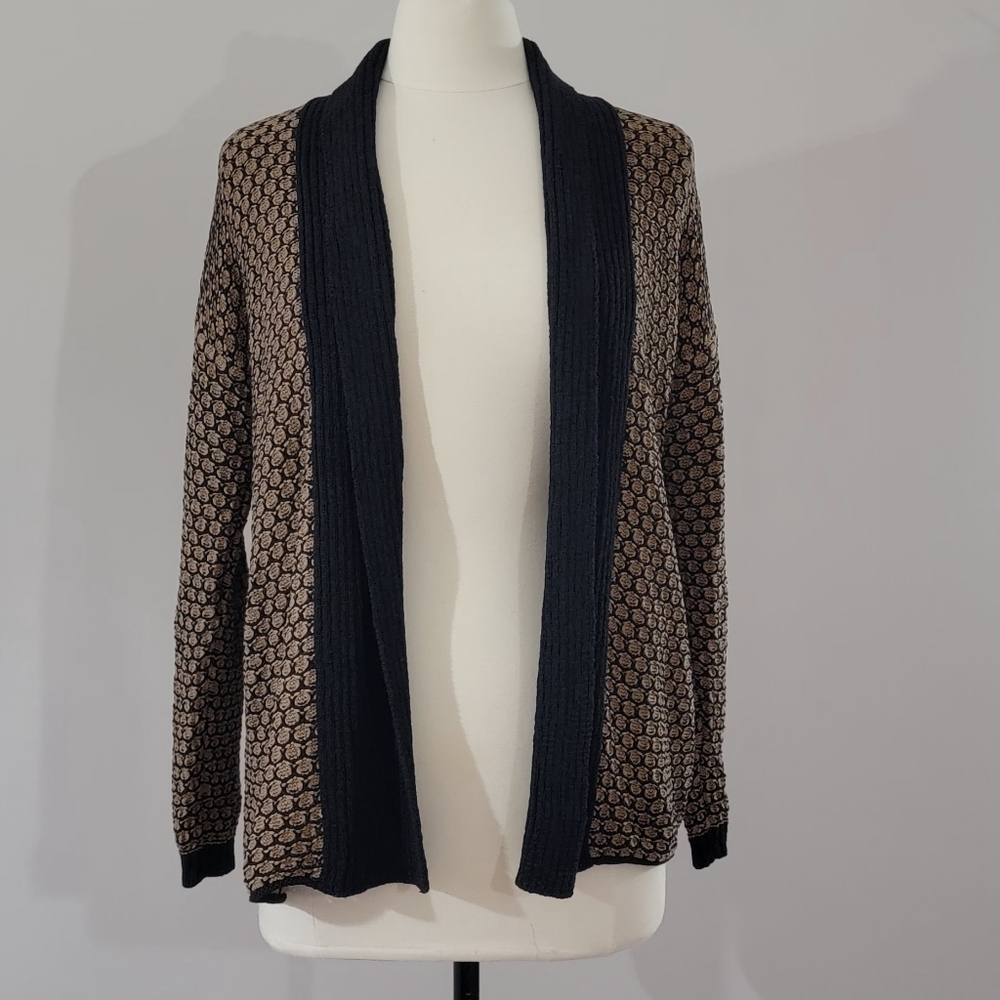 Jones New York Black and Tan Knit‎ Cardigan